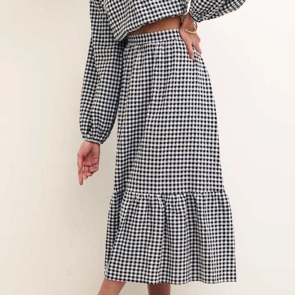 NWT Nobody's Child Black Gingham Midi Skirt (Matching Top Available) - Picture 5 of 7
